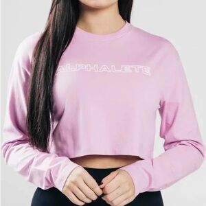 Alphalete Outlined long Sleeve Crop Top - Bloom